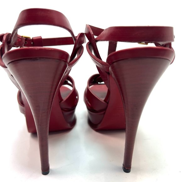 Saint Laurent Tribute Burgundy Red Sandals 38 - Picture 5 of 9